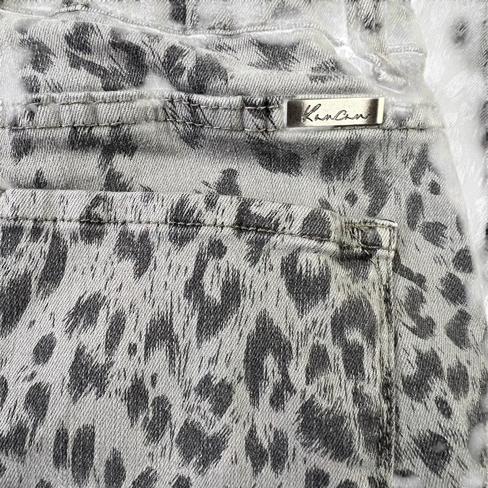 KanCan Womens Skinny Jeans Size 9 28 Gray Animal Print Raw Hem Ankle Stretch - Picture 5 of 9